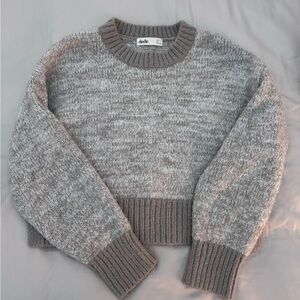 Elodie Heathered Gray Crew Neck Sweater